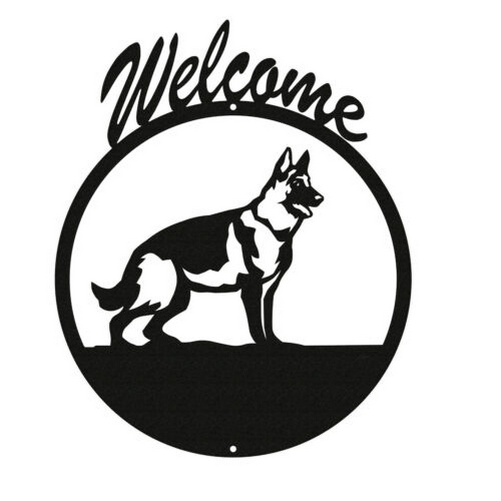 GERMAN SHEPHERD Dog Black Metal Welcome Sign