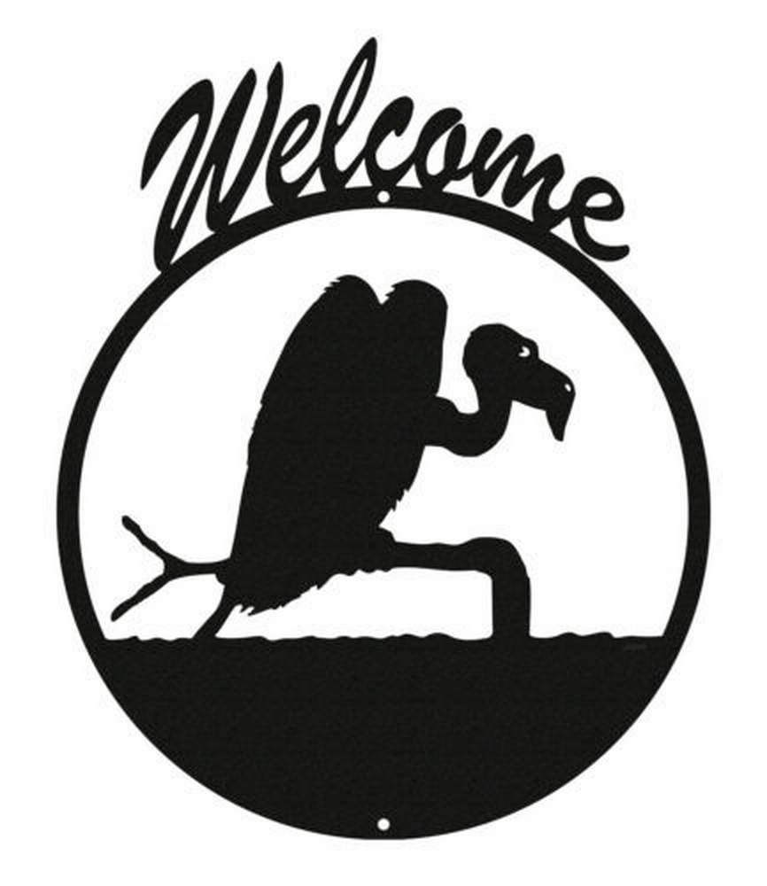 Buzzard Vulture Black Metal Welcome Sign
